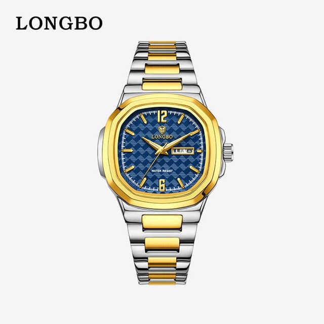 LONGBO 83873 Luxury Fashion Style Gold Men's Watches Stainless Steel Waterproof Quartz Watch for Men