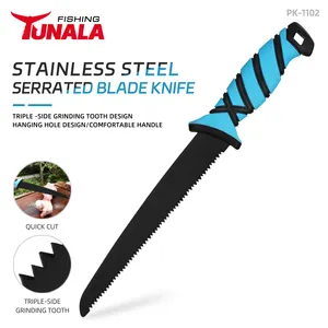 High Quality Filleting Knife 8" Serrated Edge With PP+TPR Handle Stainless Steel Blade Lanyard Hole For Fishing