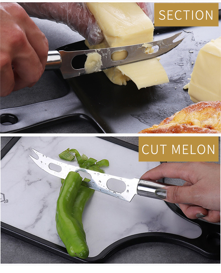 Best Seller High Quality Butter Knife & Fork Kitchen Tools Cheese Slicer Cutter Multi-function Stainless Steel Cheese Knife