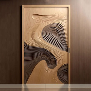 Custom Luxury Unique 3D Carved Streamline Design <strong>Door</strong> Waterproof Modern Look Main Entrance <strong>Door</strong> Solid Wood Front <strong>Door</strong> - Product Image 3