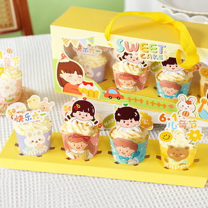 Nuova scatola per cupcake con finestra aperta per ascensore per cartoni animati per bambini ins confezione regalo per muffin con mousse creativa al vento - Product Image 3