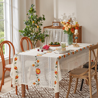 Nappe rectangulaire en polyester brodée, motif végétal, style américain, personnalisable, écologique, pour Noël, vente en gros