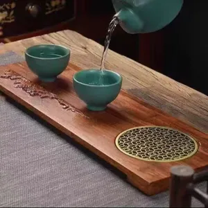 नए उत्पाद अखरोट की लकड़ी सर्विंग ट्रे सूखी भिजी हुई चाय की प्लेट कुंगफू चाय सेट टेबल