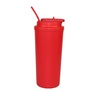Jarra de Café de Plástico para Oficina, Vasos de Plástico Esmerilado Impresos con Tapa y Pajita, Botella de Agua de Plástico con Boquilla - Product Image 2