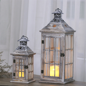 Decoración rústica, farolillos de velas para suelo, farolillos colgantes desgastados Vintage, gran granja, juego de farolillos de Metal de madera - Product Image 3