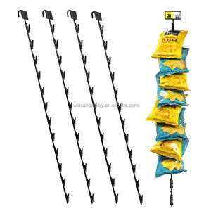 Supermarket Hanging Merchandise Strips With <b>Hooks</b> Metal Display <b>Clip</b> Strips for Retail Display With Label Header - Product Image 1