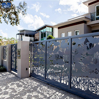 Porte coulissante en métal pour la maison Quincaillerie dorée pour porte de maison Designs découpés au laser Clôture de cheminée de jardin Portail électrique en aluminium