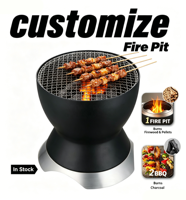 Barbecue et foyer sans fumée 2-en-1 en acier inoxydable, portable pour camping et extérieur, pour bois et charbon de bois