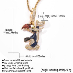 <span class=keywords><strong>Collana</strong></span> con Ciondolo Picchio in Ottone Placcato Oro 18K con Zirconi Colorati, Gioielli <span class=keywords><strong>Anime</strong></span> a Forma di Personaggio dei Cartoni Animati per Donna e Uomo - Product Image 3