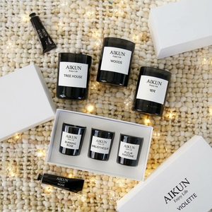 AIKUN OEM Bougie en cire de soja naturelle faite à la main, sans fumée, dans un bocal en verre noir, ensemble de bougies parfumées pour la relaxation en spa - Product Image 1