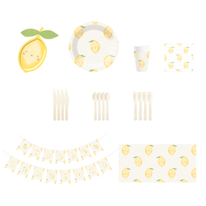 Juego de Vajilla Desechable DAMAI con Diseño de Limón Fresco, Platos y Vasos de Papel para Postre, Juego de Vajilla para Fiestas - Product Image 5