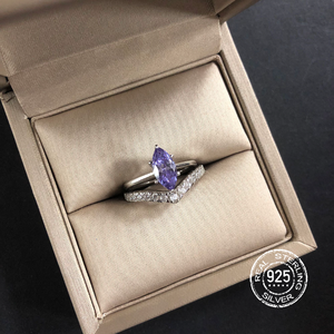 Nouveau Design Déclaration Faux Saphir 1.7 Carat <span class=keywords><strong>Marquise</strong></span> S925 Femme Bague en Argent Sterling - Product Image 5