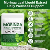 Complément alimentaire en gélules d'extrait de feuilles de Moringa, soutien digestif, capsules de superaliment vert Moringa pour le bien-être général