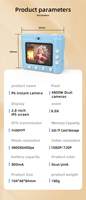 Cámara de Impresión Instantánea para Niños, 48MP, Lente Dual, Pantalla IPS de 2.8 Pulgadas, Impresión Térmica, Cámara para Selfies, Regalo Creativo de Cumpleaños