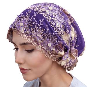 Foulard de mode musulmane, bonnet ethnique pour femme, couvre-chef chimio anti-chute de cheveux, élégant, écologique, en dentelle respirante - Product Image 4