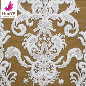 2022 più caldo bianco puro paillettes <span class=keywords><strong>ricamato</strong></span> tessuto <span class=keywords><strong>Tulle</strong></span> francese pizzo <span class=keywords><strong>per</strong></span> sposa nigeriano abito da sposa HY1553-3 - Product Image 4