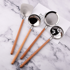 Keuken Gadgets Houten Handvat Kleine Keukengerei 18/8 Rvs Pollepel Schuimspaan Kookgerei <span class=keywords><strong>Set</strong></span> - Product Image 2