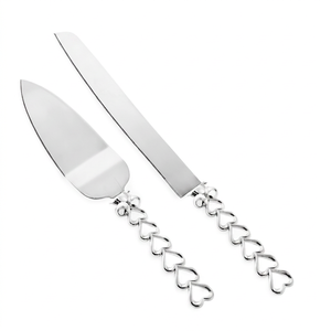 Modern Heart Style Silver <b>Cake</b> <b>Server</b> And Knife Set Elegant Cutlery For Wedding Anniversaries And Dessert Presentation - Product Image 1