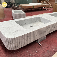 Lavabo en marbre blanc de Carrare italien de luxe, fait main sur mesure, en pierre naturelle, pour hôtel, villa, salle de bain