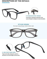 Lunettes de soleil classiques pour le travail sur ordinateur, le bureau et le gaming – Charnière à ressort en métal durable, monture carrée anti-lumière bleue – Modèle haut de gamme