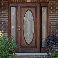 Portes d'entrée en bois de haute qualité avec insert en verre, portes doubles en bois pour maison, fournisseur d'usine en Chine