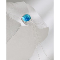 Ocean Series Texture Goutte Glaçure Chaîne de clavicule circulaire irrégulière S925 Collier en argent sterling pour femme