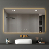 Miroir de salle de bain intelligent à LED, mural, anti-buée, éclairé, éclairage réglable, miroir moderne de luxe rétroéclairé, maquillage, hôtel, villa