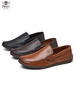 DX5120 Mocassins décontractés pour hommes en gros, dessus en PU texturé, semelle extérieure en caoutchouc, à enfiler, bout pointu, chaussures de bureau, noir et marron