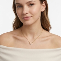 Delicado Collar con Colgante de Corazón Abierto con Circonitas, Acero Inoxidable 316L con Baño PVD, Antideslustre, Joyería Minimalista para Mujer, Regalo, Venta al por Mayor, OEM