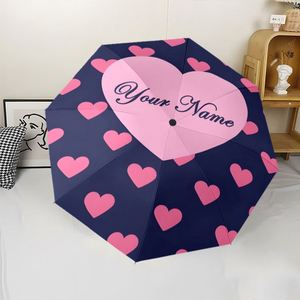 1 Parapluie Pliant Personnalisé avec Nom en Forme de Cœur, Sans Minimum de Commande, Cadeau d'Amour Personnalisé, Impression UV, Commande Unique, Guarda Chuva Personalizado - Product Image 2