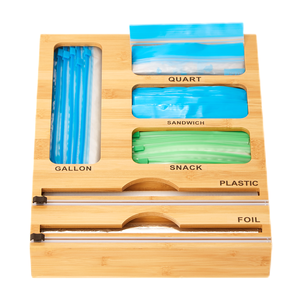 Holder Food Storage Bag Kitchen Drawer Baggie Holder Organizer Food Storage Bag Dispenser Bamboo Ziplock Bag Storage Organizer With Foil Dispenser
