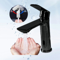Nouvelle technologie d'économie d'énergie, ne nécessitant pas d'alimentation externe, robinet de lavabo à capteur tactile contemporain à trou unique pour salle de bain