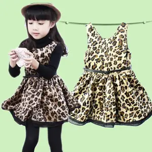 Gaun anak perempuan tanpa lengan Motif macan tutul musim panas kualitas tinggi 2016 di pasar Tiongkok