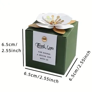 Exquisite Little Flower Square Wedding Candy Box Creative Party Supplies with 1mm Thick Paper Material - Product Image 1
