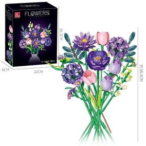 Bloques <span class=keywords><strong>de</strong></span> Construcción JJ9258 <span class=keywords><strong>de</strong></span> <span class=keywords><strong>Ramo</strong></span> <span class=keywords><strong>de</strong></span> Flores Púrpuras para Decoración del Hogar, Regalo, Arreglo Floral Artificial, Juguetes DIY Hechos en Casa - Product Image 1