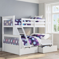 Lit superposé double en pin personnalisable 2025 avec couchage triple et tiroirs pour meubles de maison dans les appartements Blanc