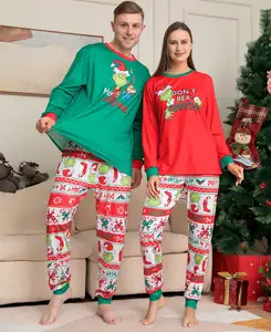 Заводская готовая к отправке модная дешевая Пижама для пар индивидуальный принт подходящая Рождественская Пижама для пар