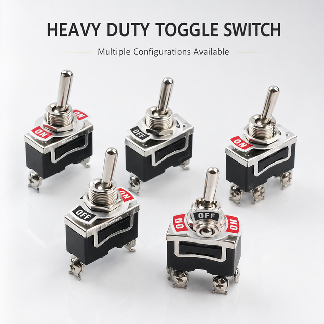 Heavy Duty Toggle Switch 15A 250V 20A 125V 2/3/6 Pin SPST SPDT DPDT ON-OFF-ON Latching Switch with Waterproof Cap for Marine RV