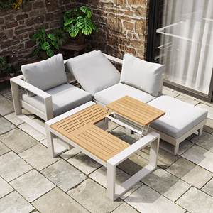 Set Divano Modulare da Esterno AJUNION 4 Pezzi con Schienale Regolabile in Altezza, Set Lounge da Giardino con Tavolino Multifunzionale - Product Image 1