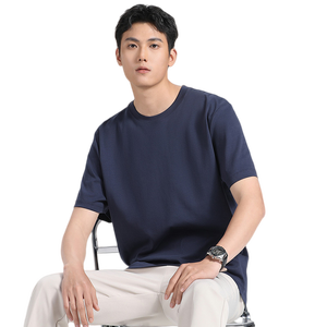 T-Shirt da Uomo in <span class=keywords><strong>Cotone</strong></span> <span class=keywords><strong>Mercerizzato</strong></span> 270GSM con Logo Personalizzato, Manica Corta, Lussuosa, Fresca, Elasticizzata, Estiva, per Uso Quotidiano e Business - Product Image 5