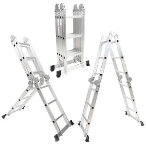 Scala a gradino pieghevole in alluminio 7 in 1 moderna scaletta di estensione telescopica regolabile Multi-posizione EN131 Certified Home Warehouse - Product Image 5