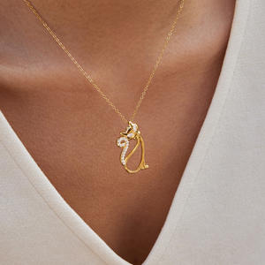 <span class=keywords><strong>Collar</strong></span> con Colgante de Gato o Perro de Acero Inoxidable Chapado en Oro de 18K Clásico de Zhixuan, Joyería de Moda para Mujer con Pedrería - Product Image 4
