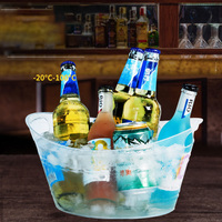 Seau à glace réutilisable de 18 L, résistant aux chocs, en acrylique transparent, pour vin, bière, champagne, refroidisseur de canettes de bière