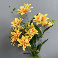 Vente en gros 2 têtes double couches de pétales de lys fleurs artificielles en soie lys pour la décoration de mariage