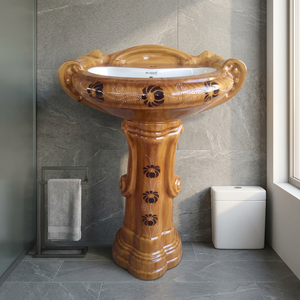 Lavabo de Pedestal de Porcelana Roja Vitrificada, Diseño Moderno, Hecho en India, al Mejor Precio, para Uso en Hospitales y Dormitorios - Product Image 5