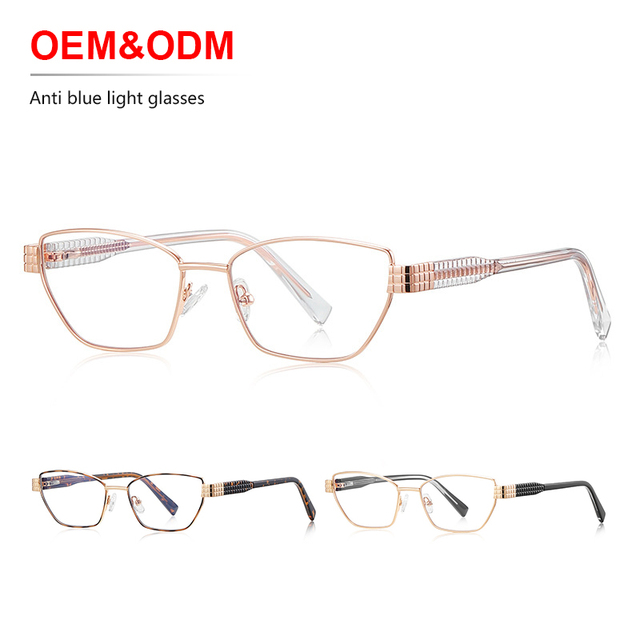 Hot Selling Fashion Classics Feminine Design Metal Eyeglass Frame Unisex Polygon Frames Eyewear Anti Blue Light Blocking Glasses