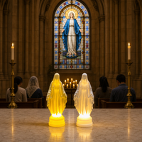 Statue de la Vierge Marie en blanc ivoire, lumière de nuit LED pour l'autel de l'église catholique, décoration religieuse pour la maison, ornement de table