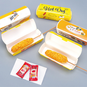 2023热卖定制儿童纸快餐零食包装盒带走长三明治热狗包装翻盖盒 - Product Image 3