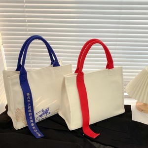 Sac fourre-tout en toile robuste avec sangle rouge, couleur et logo personnalisables, taille moyenne, fermeture ouverte/à glissière, pour usage quotidien, travail, shopping - Product Image 5
