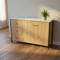 Meuble de rangement en bois à deux portes et trois tiroirs pour intérieur – Offre spéciale